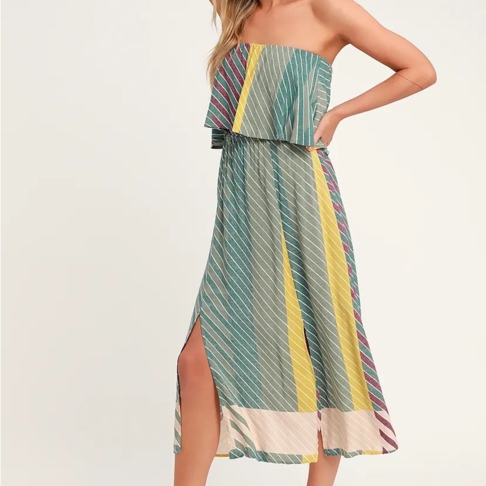 O’Neill Strapless Multicolor Striped Maxi Dress